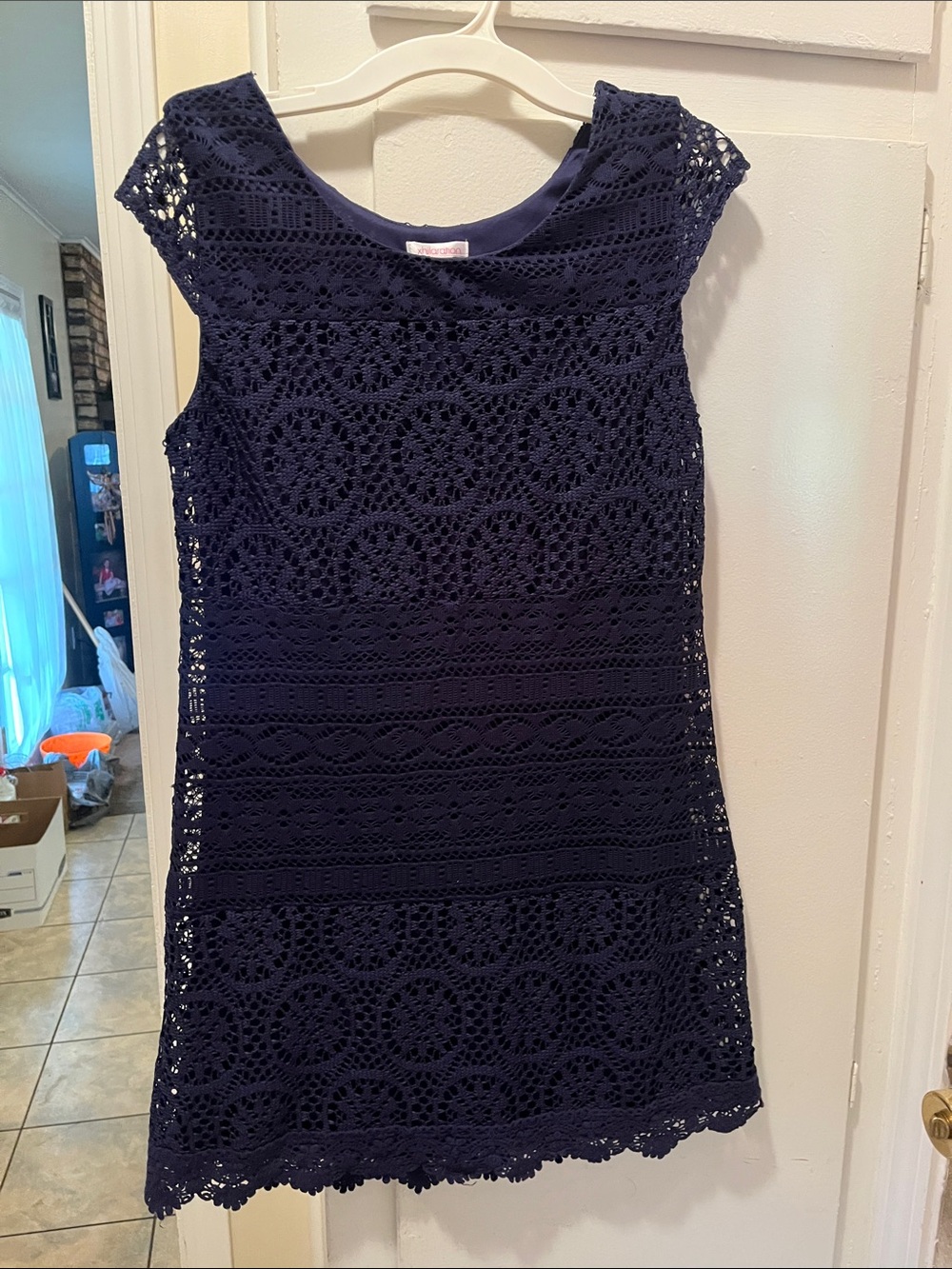 Xhilaration Navy Crochet Lace Mini Dress